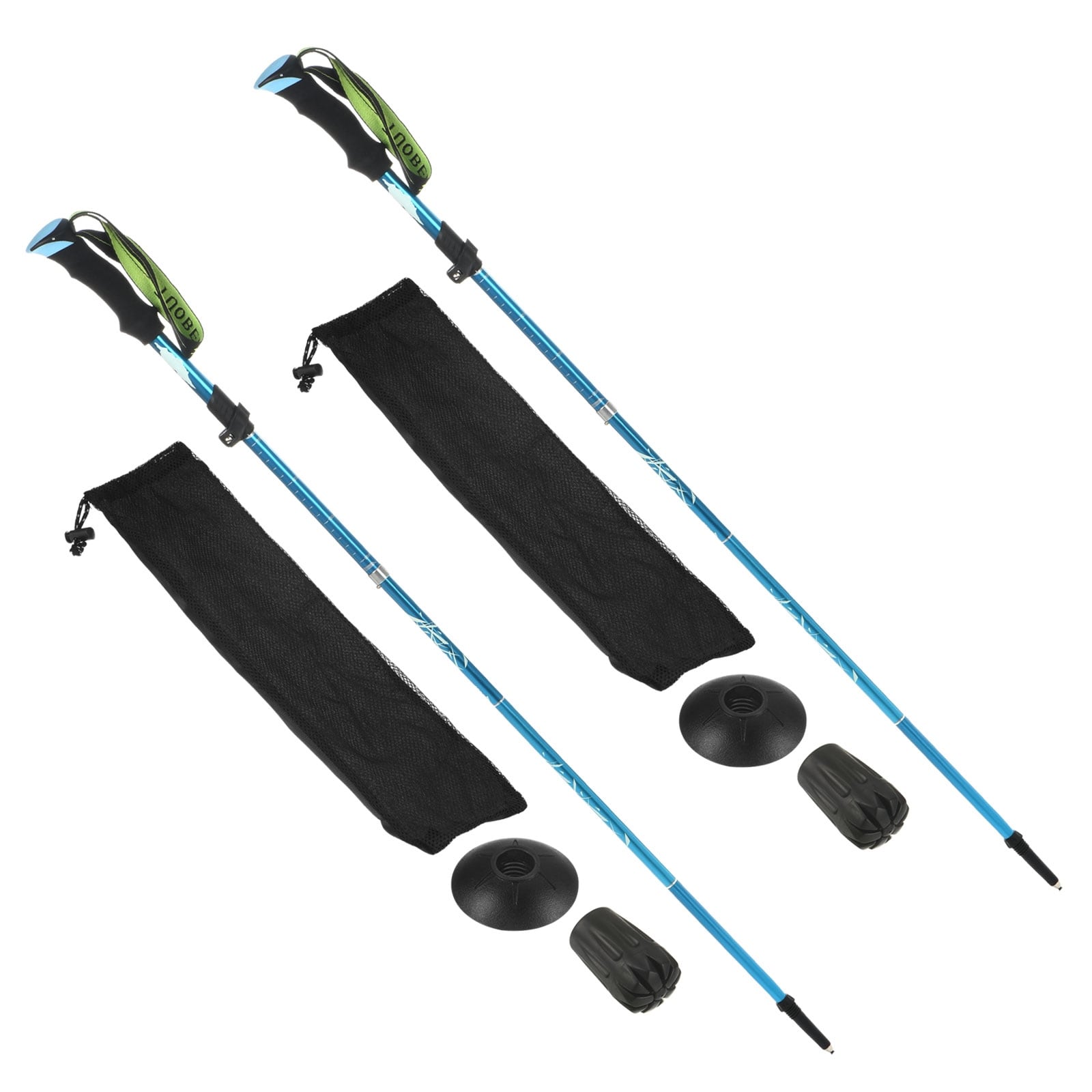 2Pcs Trekking Poles Collapsible Hiking Pole 37-43 Inch with Mud Basket Blue  - Bed Bath & Beyond - 37419214