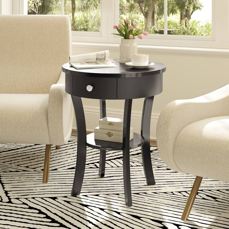 Costway 2-tier Side End Sofa Table Round Nightstand for Bedroom Living
