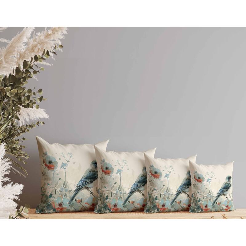 Tranquil Thicket Indoor/Outdoor Reversible Throw Pillow Beige and Teal