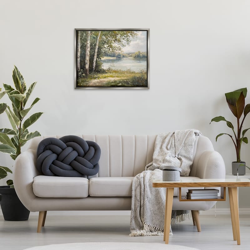 Stupell Place To Relax Lake View Framed Floater Canvas Wall Art Design By Petal Prints Design