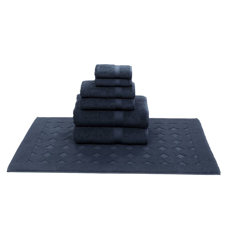 Authentic Hotel and Spa Turkish Cotton 7-piece Towel Set with Bath Mat
