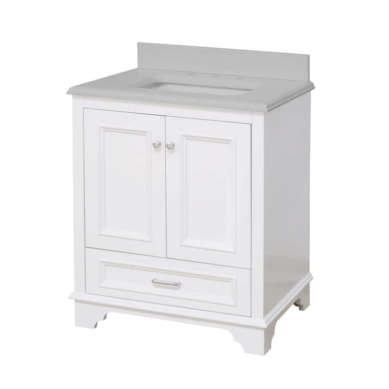 KitchenBathCollection Nantucket 30" Bathroom Vanity with Quartz Top