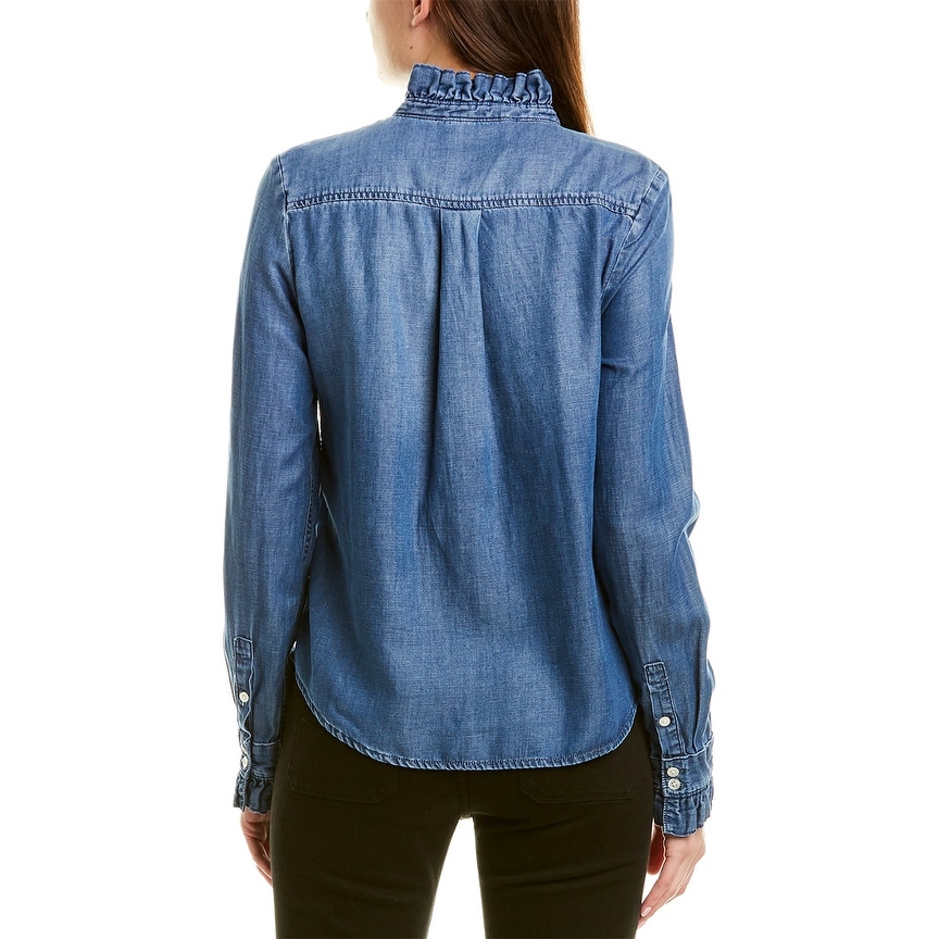 frame ruffle denim shirt