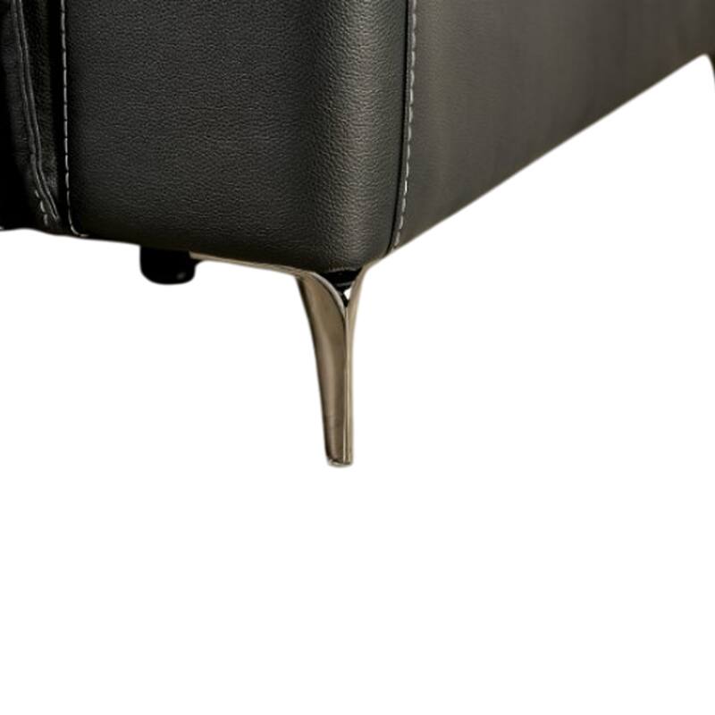 Cuny Power Reclining Sofa, Black Faux Leather, 88 Inch Wall Hug