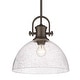 preview thumbnail 8 of 13, Hines 1 Light Pendant Rubbed Bronze/Seeded Glass