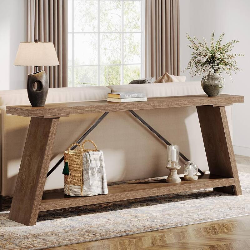 70.9 Inches Extra Long Console Table with Storage, Industrial Sofa Table Behind Couch