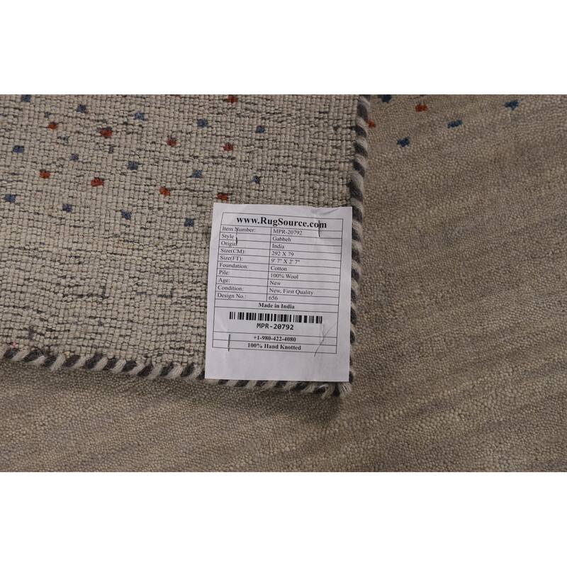 Gabbeh Indian Runner Rug Hand-Knotted Oriental Tribal Wool Carpet - 2'7"x 9'7"