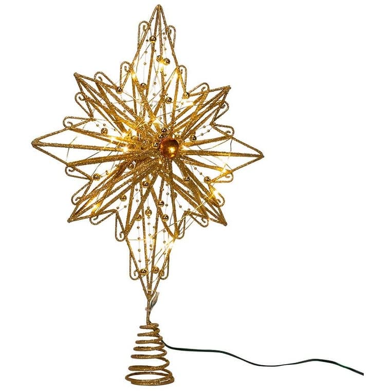 Kurt Adler 15.5-Inch 30-Light Fairy Light Gold Star Treetop - 15.5"
