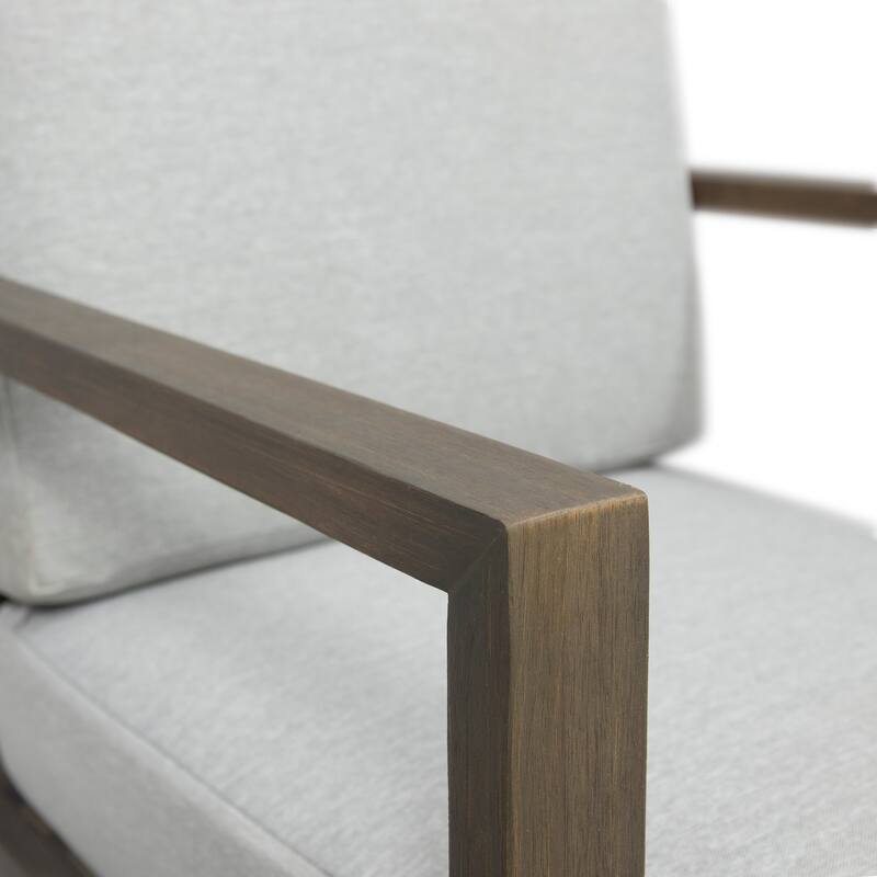 Roomfitters Modern Outdoor Wooden Club Chair with Clean-Line Frame and Weather-Resistant Cushions