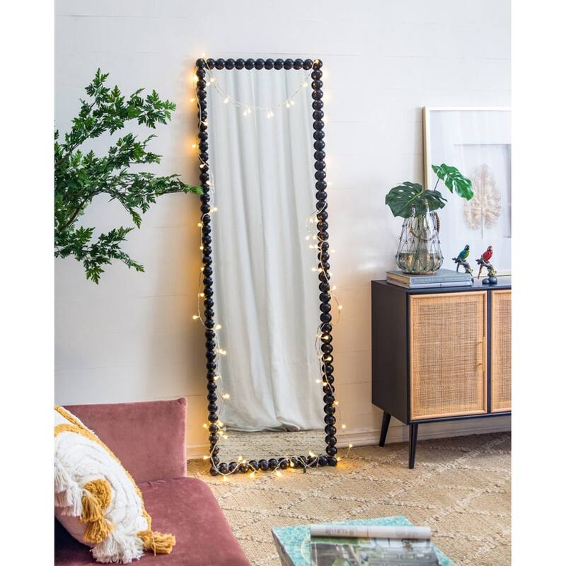 Beaded Frame Rectangular Full Length Mirror - 6' - Black