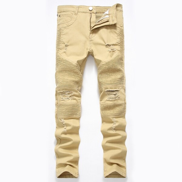 Men Denim Jeans Slim Fit Black Stretch Destroyed Ripped Skinny Jeans. Opens flyout.