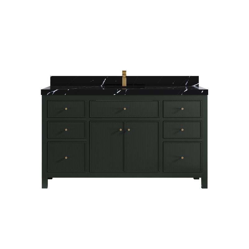Willow Collections 60 in W x 22 in D Sonoma Free Standing Reeded Single Sink Bathroom Vanity with Countertop