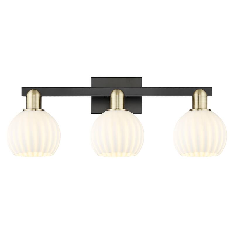 Innovations Lighting 716-3W-10-25 White Venetian Vanity White Venetian - Black Antique Brass / White Venetian