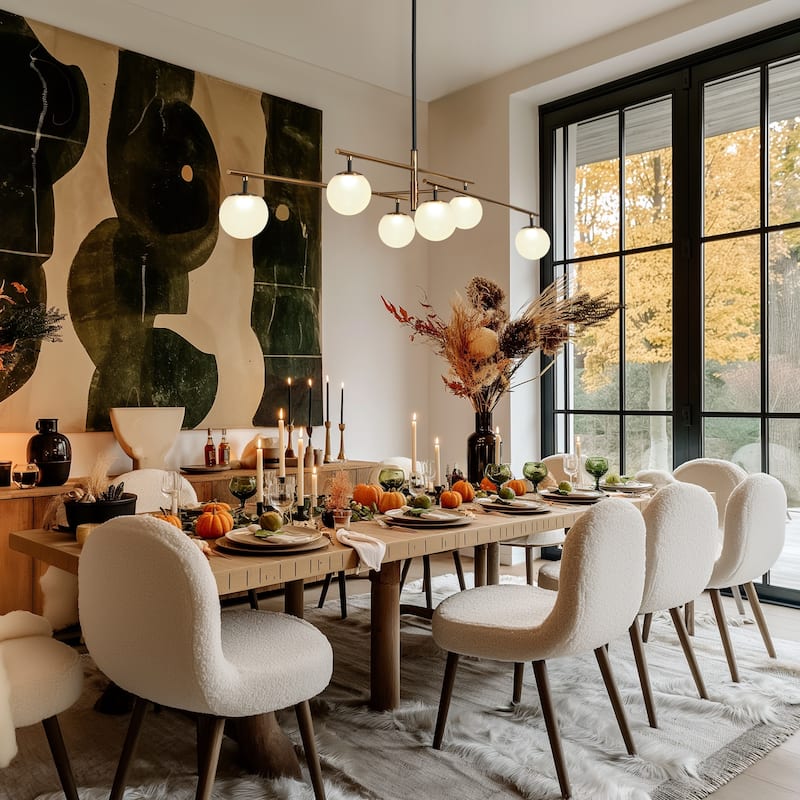 Modern 6-Light Black Gold LED Chandelier Linear Glass Pendant Lights for Dining Room - 44" L x 13" W x 9.8" H