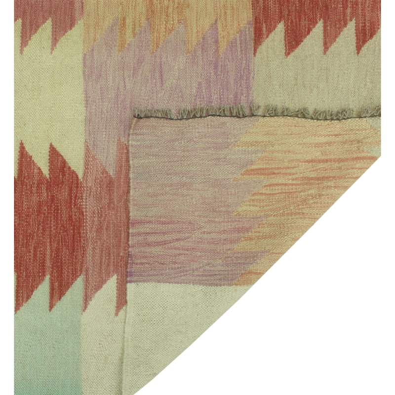 Sun Faded Flatweave Bashshar Red/Beige Rug - 6'5" x 9'9"