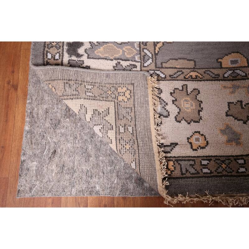 Gray Oushak Oriental Area Rug Handmade Floral Wool Carpet - 9'0" x 11'8"