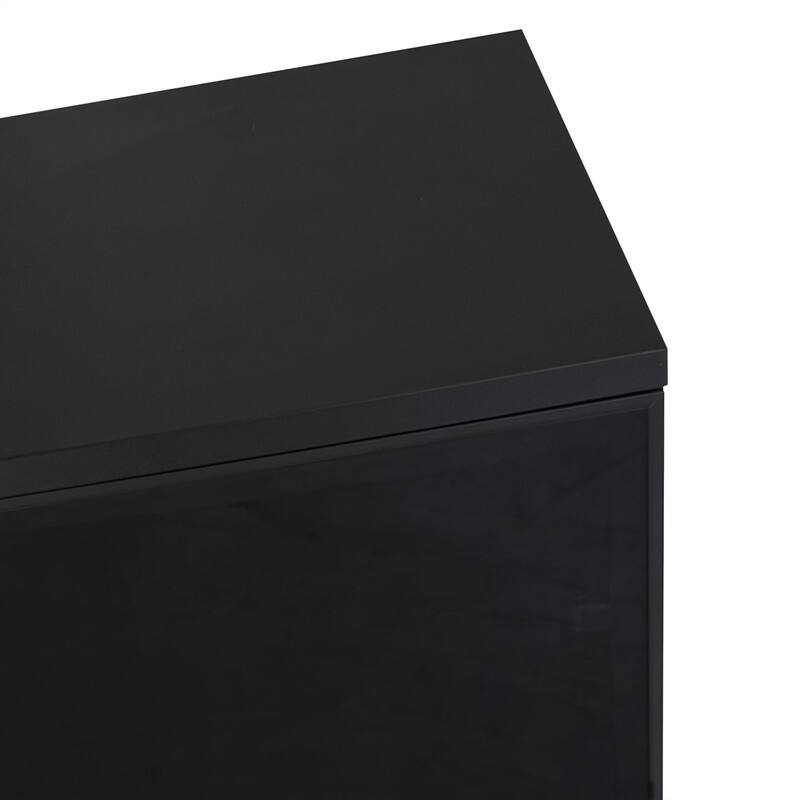 Glass Door Storage Cabinet with Drawers and Metal Handles, Living Room Modern Buffet Sideboard