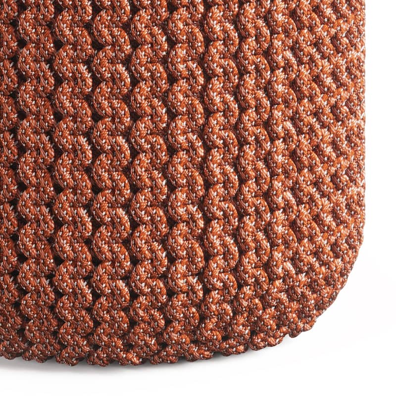WYNDENHALL Allish Round Knitted Pouf in Orange Recycled PET Polyester