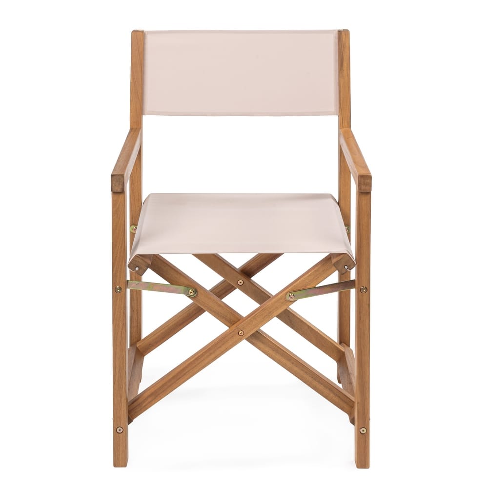 Waldo Classic Vintage Outdoor Acacia Wood Folding Director Chair with Canvas Seat, (Set of 2) by JONATHAN Y