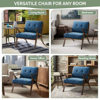 INK IVY Rocket Upholstered Arm Chair with Angled Wood Frame