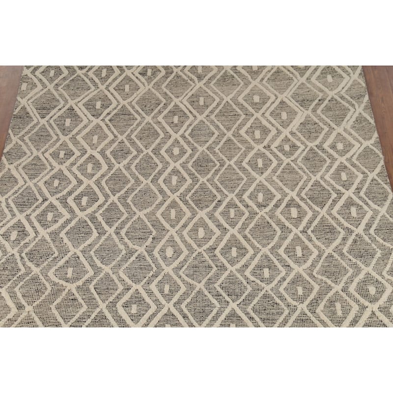 Trellis Moroccan Area Rug Handmade Oriental Wool Carpet - 6'10"x 10'3"