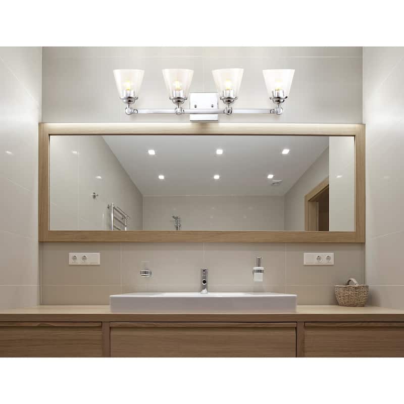 August Hurricane Metal/Glass Vanity, Chrome by JONATHAN Y