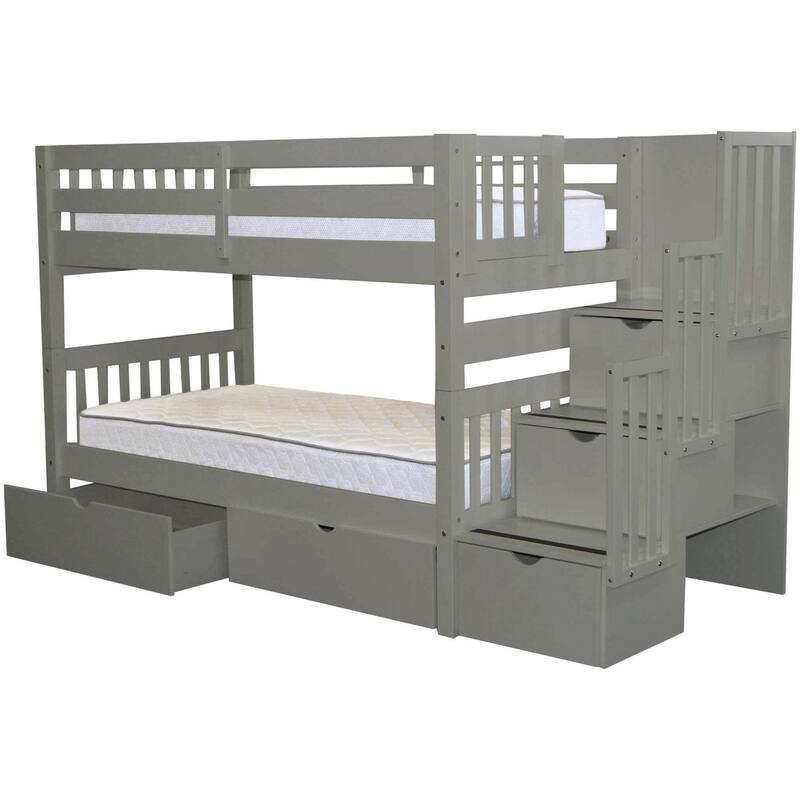Taylor & Olive Trillium Twin over Twin Stairway Bunk Bed, 2 Drawers