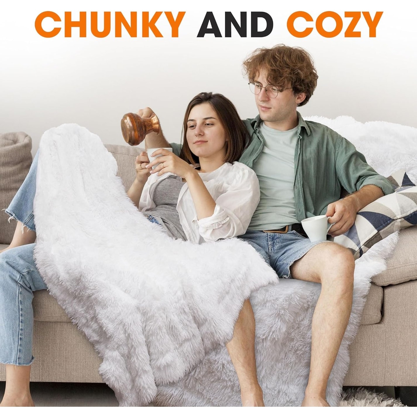 Cheer Collection Reversible Faux Fur Accent Throw Blanket-image