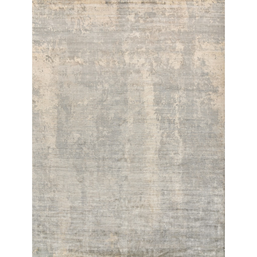 EXQUISITE RUGS Koda Hand-loomed Bamboo Silk Silver/Blue Area Rug.