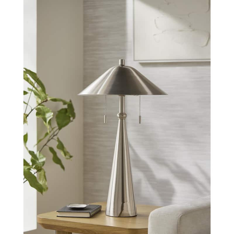 Livabliss Tamago Traditional Accent Table Lamp - 26"H x 15"W x 17"D - Silver