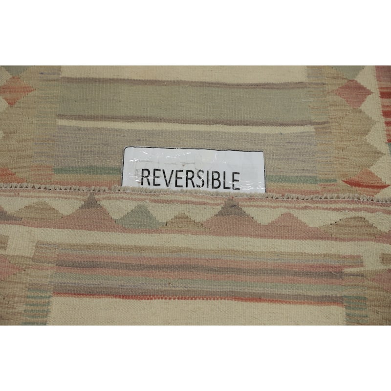 Hand Woven Oriental 100% Wool Carpet Southwestern Tribal Multi-Colored Kilim Runner Rug - 12' 1'' X 2' 7''