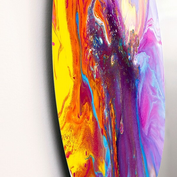 Designart 'Purple Orange And Pink Liquid Art I' Modern Metal