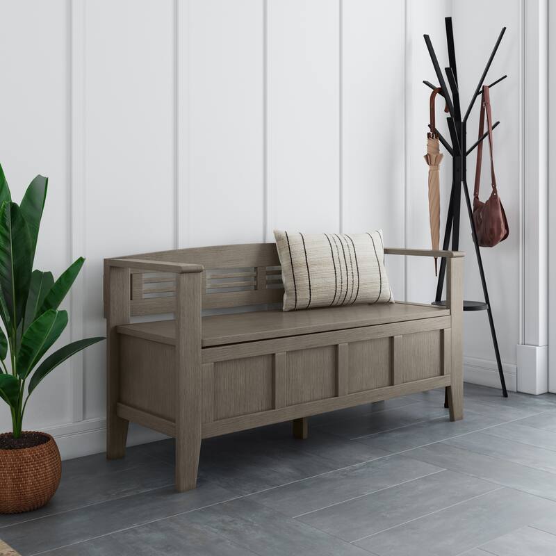 WYNDENHALL Chandler SOLID WOOD 48 inch Wide Contemporary Entryway Storage Bench - 48'' x 17'' x 25.2
