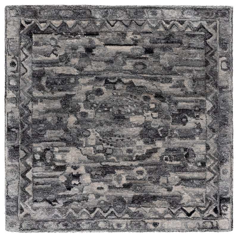 SAFAVIEH Handmade Anatolia Ramzia Traditional Rug - 6' Square - Dark Grey