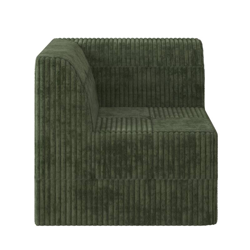 97.25" Modular L-Shaped Corduroy Sectional Sofa with No-Assembly Foam Construction & Convertible Sleeper Function