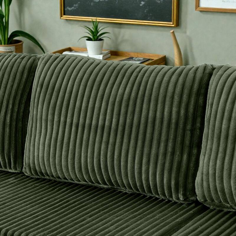 U Shaped Modular Sectional Sofa, Modern Minimalist Corduroy Compressed Couch, Sleeper Sofa for Living Room