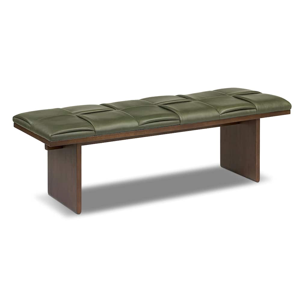 Poly & Bark Lapua 55" Leather Bench in Olivine Green