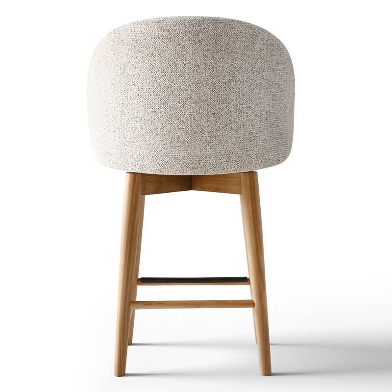 25.5" Swivel Upholstered Counter Stool Solid Wood Leg(Set of 2)