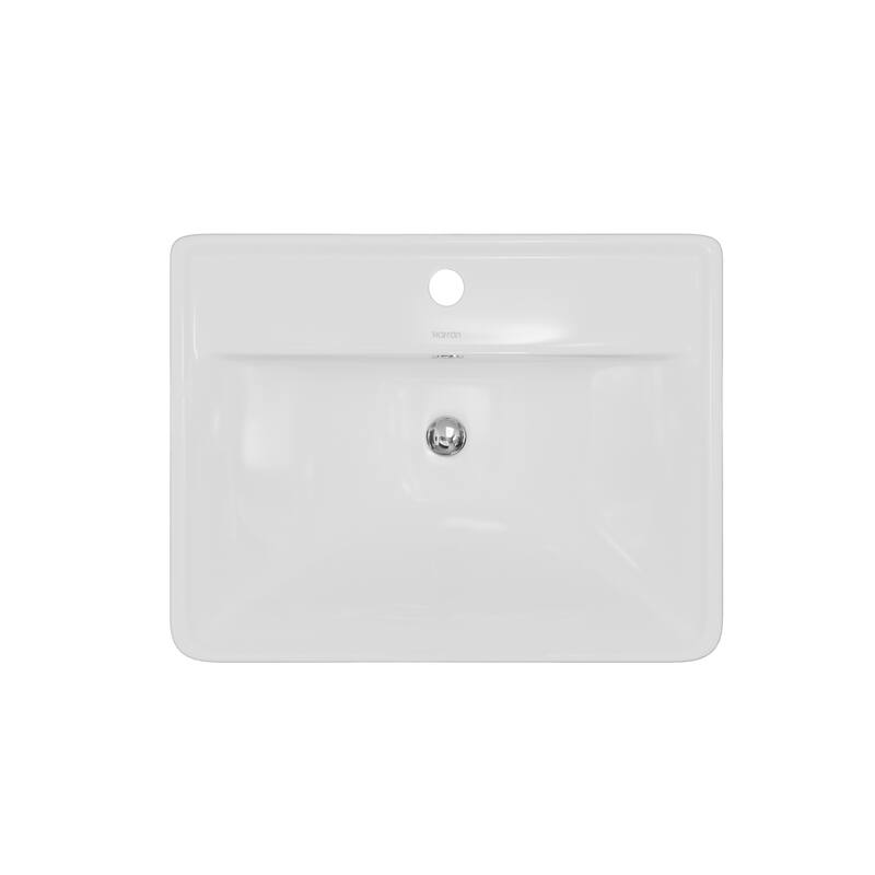Karran Valera 21" Top Mount Vitreous China Bathroom Sink in White with Overflow Drain