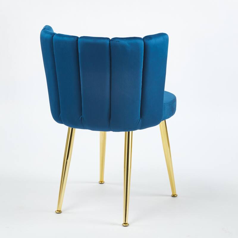 Modern Velvet Dining Chair Set of 2, with Iron Tube Golden Legs and Comfortable Backrest