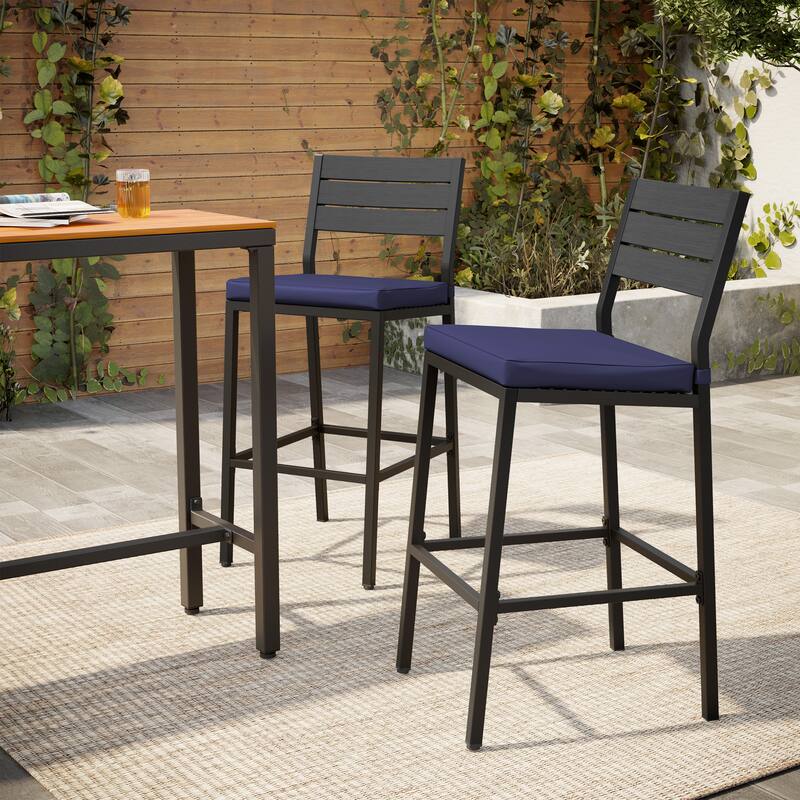 Pellebant Outdoor 2 or 4PCS Barstools with Cushion - 15.9 in D x 17.3 in W x 40.2 in H