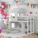 preview thumbnail 1 of 20, Wooden Twin Over Full Bunk Bed Loft Bed With Playhouse,Ladder and Guardrails White