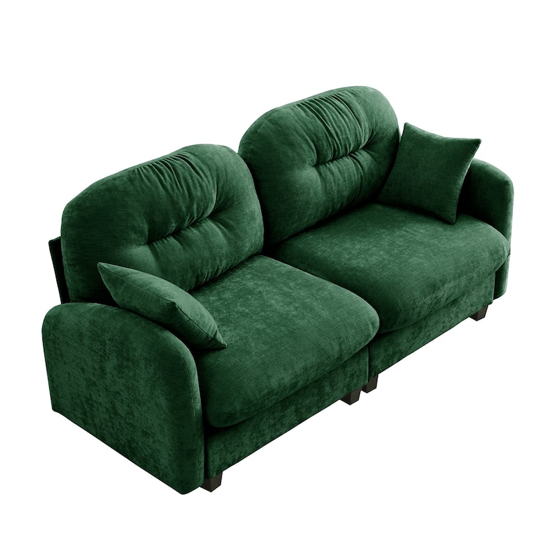 Chenille Fabric Upholstered Sectional Sofa, 2 Seat Cloud Couch with Tufted Backrest, Comfy Memory Foam Modular Loveseat