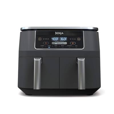 8 Quart 6-in-1 DualZone 2-Basket Air Fryer with 2 Independent Frying Baskets, Match Cook & Smart Finish to Roast, Broil, Grey