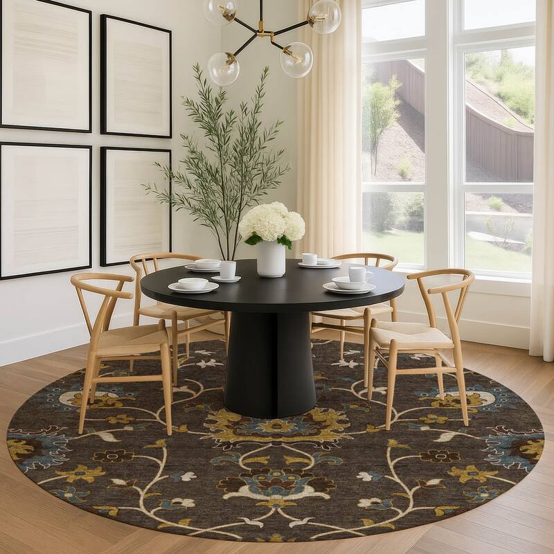 Machine Washable Indoor/ Outdoor Traditional Luna Chantille Rug