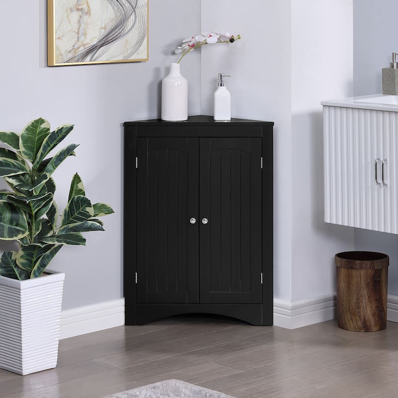 Sideboard Cabinet, Corner cabinet, Bathroom Floor Corner Cabinet with Doors and Shelves, Kitchen, Free Standing Storage Cabinet