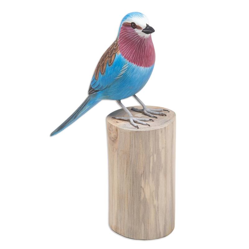 Novica Handmade The Eastern Bluebird Wood Statuette