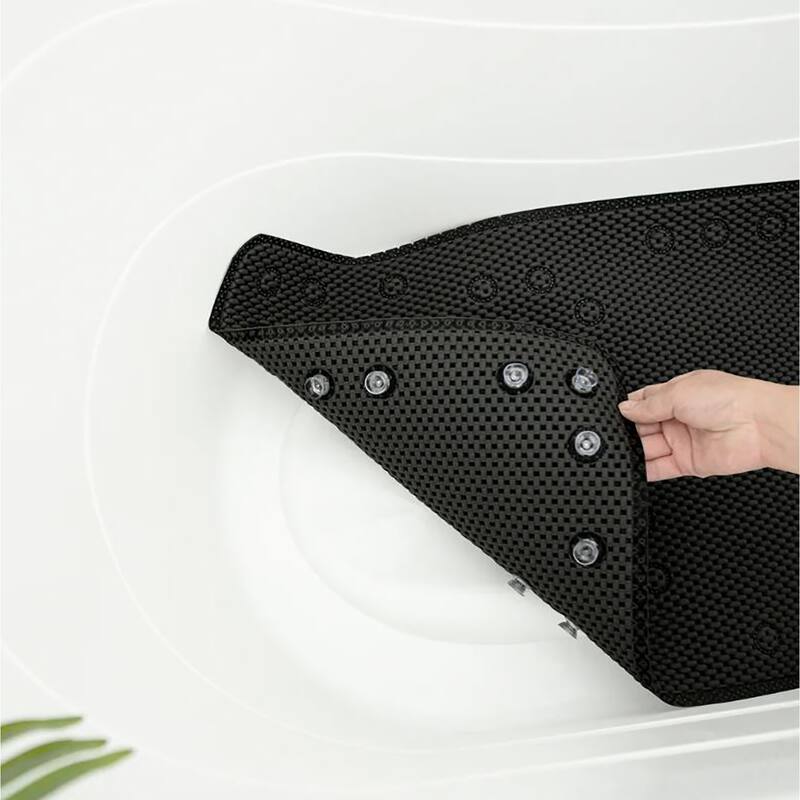 Black Non-Slip Foam Bathtub Shower Mat With Suction Cups - 36" x 17"