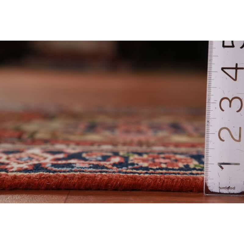 Hand Knotted Oriental 100% Wool Carpet Traditional Geometric Oranges & Rust Heriz (serapi) Runner Rug - 8' 0'' X 2' 6''