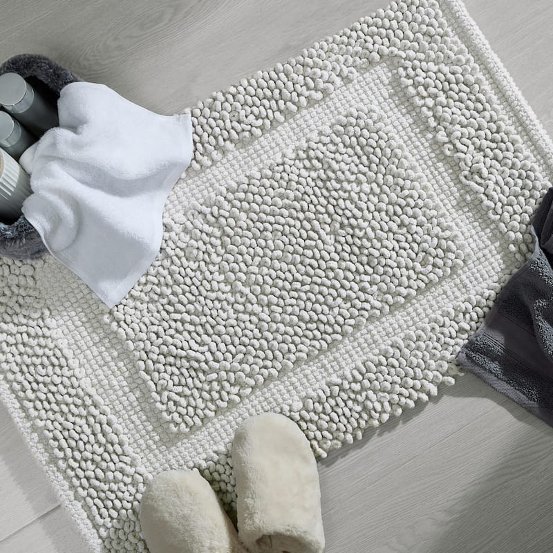 Sophie Border Ultra-plush Chenille Non-Slip Cotton Bath Mat